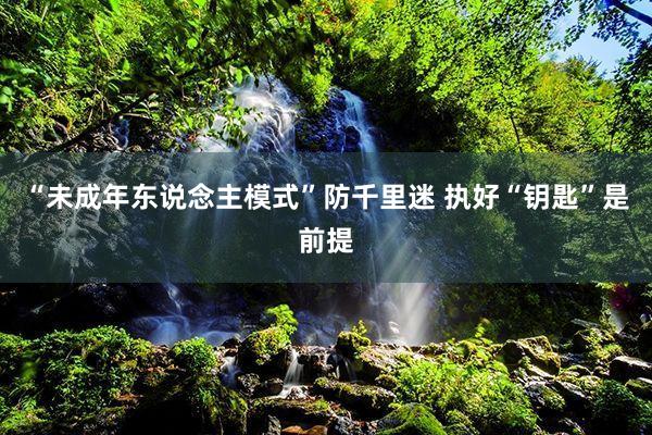 “未成年东说念主模式”防千里迷 执好“钥匙”是前提