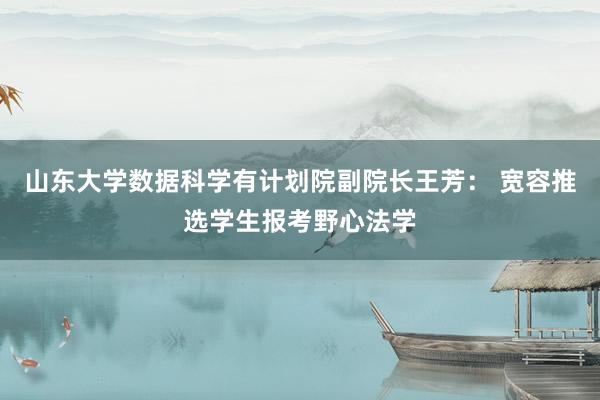 山东大学数据科学有计划院副院长王芳： 宽容推选学生报考野心法学